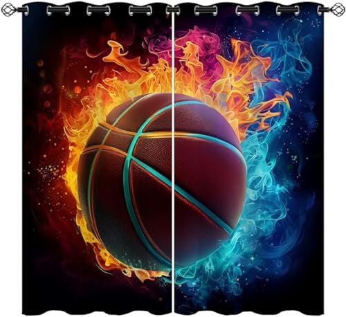 ZZTBQ Basketball Blickdichter Vorhänge Mit Ösen Sport Thema Flamme Basketball Ösen Gardinen Wärmegedämmt 280x175cm Für Jungen Mädchen Kinder Schlafzimmer ZZTBQ Basketball Blickdichter Vorhänge Mit Ösen Sport Thema Flamme Basketball Ösen Gardinen Wärmegedämmt 280x175cm Für Jungen Mädchen Kinder Schlafzimmer von ZZTBQ