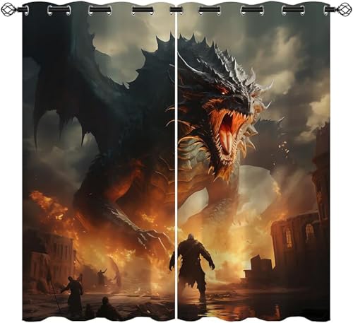 ZZTBQ Dragons Blickdichte Vorhänge Dragon Vorhänge Ösen Gardinen Drach, 3D Drache, Drachen 280x245cm Für Jungen Mädchen Kinder Schlafzimmer ZZTBQ Dragons Blickdichte Vorhänge Dragon Vorhänge Ösen Gardinen Drach, 3D Drache, Drachen 280x245cm Für Jungen Mädchen Kinder Schlafzimmer von ZZTBQ