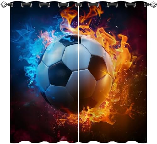 ZZTBQ Fußball Verdunkelungsvorhang Für Kinderzimmer Flammen Fußball Druck Gardinen Blickdichter 2er Set Vorhang Verdunkelung mit Ösen 150x166cm Für Jungen Mädchen Kinder Schlafzimmer ZZTBQ Fußball Verdunkelungsvorhang Für Kinderzimmer Flammen Fußball Druck Gardinen Blickdichter 2er Set Vorhang Verdunkelung mit Ösen 150x166cm Für Jungen Mädchen Kinder Schlafzimmer von ZZTBQ