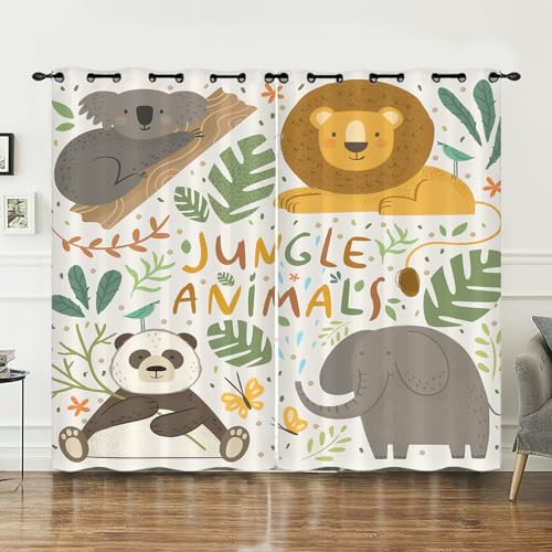ZZTBQ Safari Tiere Verdunkelungsvorhänge, Zoo Tiere & Dschungel Faultier Löwe Panda Elefant Kind 2er-Set Verdunkelungs Vorhang 234x138cm Für Jungen Mädchen Kinder Schlafzimmer ZZTBQ Safari Tiere Verdunkelungsvorhänge, Zoo Tiere & Dschungel Faultier Löwe Panda Elefant Kind 2er-Set Verdunkelungs Vorhang 234x138cm Für Jungen Mädchen Kinder Schlafzimmer von ZZTBQ