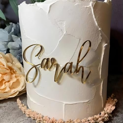 ZZTINGC Customized Kuchen Zeichen Mit Namen, Personalisierte Acryl Kuchen Topper Für Geburtstagsfeier, Gravierte Hochzeitskuchen Dekoration Aus Acryl(M) von ZZTINGC
