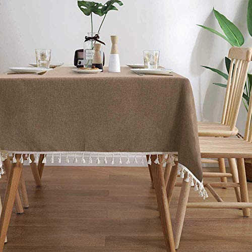 Rechteck Tischdecke， Tischdecke Bwaschbar Baumwolle ， Geeignet für Home Küche Dekoration, Verschiedene Größen-Leichter Kaffee_105x215cm von ZZUU