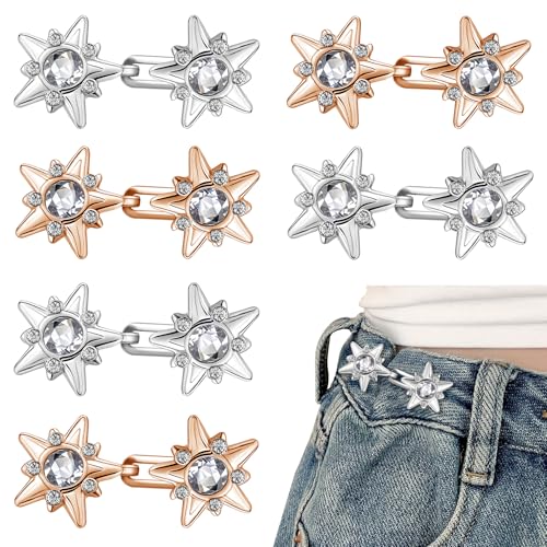 ZZXLLRO Hosen-Taillenstraffer, Jeansknöpfe für lose Jeans, verstellbare und abnehmbare Kristall-Hosen-Clips für Taille, kein Nähknopf für Jeans, um kleiner zu machen, Silber, Gold, Schwarz, 6 Sets ZZXLLRO Hosen-Taillenstraffer, Jeansknöpfe für lose Jeans, verstellbare und abnehmbare Kristall-Hosen-Clips für Taille, kein Nähknopf für Jeans, um kleiner zu machen, Silber, Gold, Schwarz, 6 Sets von ZZXLLRO