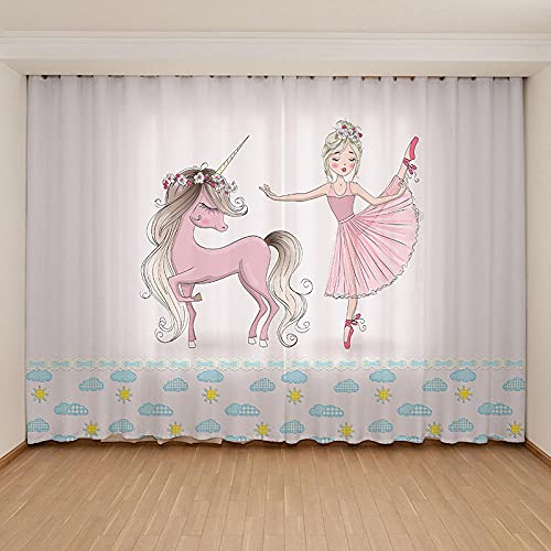ZZYLCDT Gardinen mit Ösen 75x166cm x2 Verdunklungsvorhänge, Blickdicht, Energieeinsparende, Thermo Vorhang für Schlafzimmer & Wohnzimmer, Rosa weißes Cartoon-Einhorn-Mädchen ZZYLCDT Gardinen mit Ösen 75x166cm x2 Verdunklungsvorhänge, Blickdicht, Energieeinsparende, Thermo Vorhang für Schlafzimmer & Wohnzimmer, Rosa weißes Cartoon-Einhorn-Mädchen von ZZYLCDT