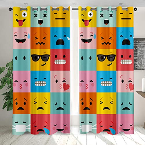 ZZYLCDT Gardinen mit Ösen 75x166cm x2 Verdunklungsvorhänge, Blickdicht, Energieeinsparende, Thermo Vorhang für Schlafzimmer & Wohnzimmer, orange rot blau Cartoon Emoji ZZYLCDT Gardinen mit Ösen 75x166cm x2 Verdunklungsvorhänge, Blickdicht, Energieeinsparende, Thermo Vorhang für Schlafzimmer & Wohnzimmer, orange rot blau Cartoon Emoji von ZZYLCDT