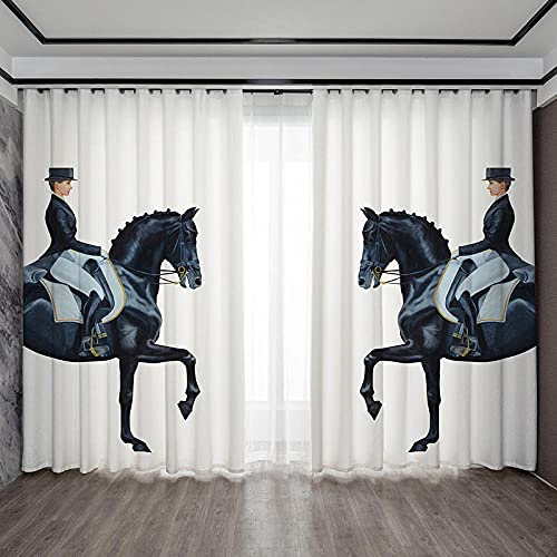 ZZYLCDT Gardinen mit Ösen 85x200cm x2 Verdunklungsvorhänge, Blickdicht, Energieeinsparende, Thermo Vorhang für Schlafzimmer & Wohnzimmer, Reiter des schwarzen Pferdes ZZYLCDT Gardinen mit Ösen 85x200cm x2 Verdunklungsvorhänge, Blickdicht, Energieeinsparende, Thermo Vorhang für Schlafzimmer & Wohnzimmer, Reiter des schwarzen Pferdes von ZZYLCDT