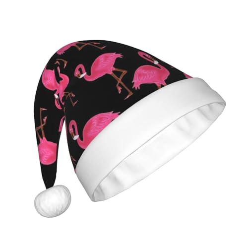 ZaKhs Schöne rosa Flamingos Druck Weihnachtsmütze Unisex Plüsch Weihnachtsmütze Niedliche Weihnachtsmütze Für Neujahr Festliche Party von ZaKhs