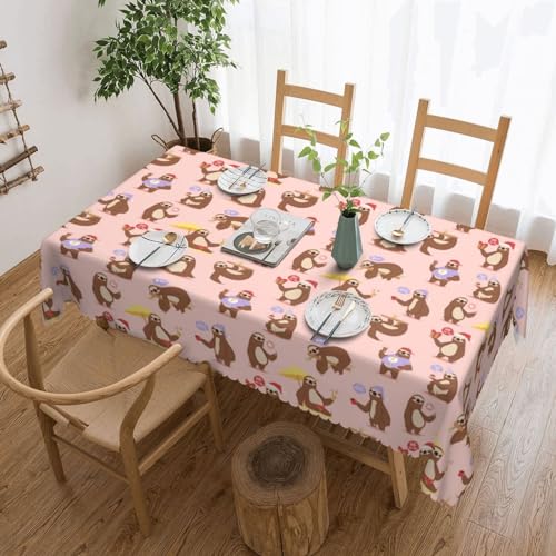 ZaKhs Tischdecke mit niedlichem Faultier-Druck, rechteckig, wasserdicht, für den Außenbereich, für Party, Picknick, Esszimmer, Garten, 137 x 183 cm von ZaKhs