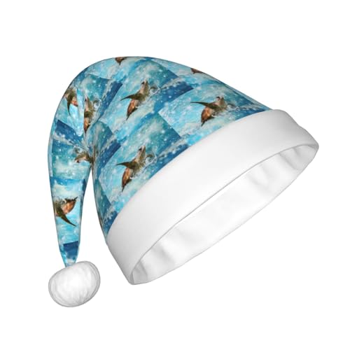 ZaKhs Weihnachtsmütze mit Meeresschildkröten-Druck, Unisex, Plüsch, niedlich, für Neujahr, festliche Party von ZaKhs