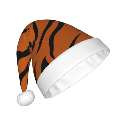 ZaKhs Weihnachtsmütze mit orangefarbenem Tiger, Leopardenmuster, Unisex, Plüsch, niedliche Weihnachtsmütze für Neujahr, festliche Party von ZaKhs