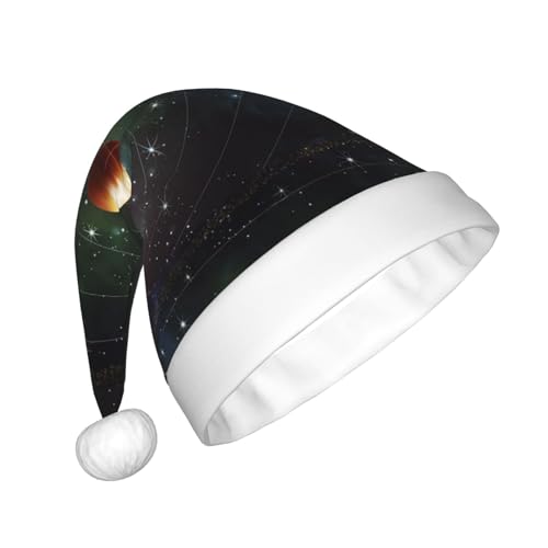 ZaKhs Weltraum Galaxie Universum Druck Santa Hut Unisex Plüsch Weihnachtsmütze Niedlich Xmas Hut Für Neujahr Festliche Party von ZaKhs