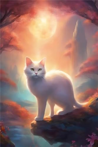5D Diamant Painting Kits für Erwachsene, Diamant Malerei Bilder Mond Katze DIY Full Drill Cross Stitch Stickerei Kits, Malen nach Zahlen Anfänger Diamond Painting Set Home Wall Decor 40x60cm ZA-2532 5D Diamant Painting Kits für Erwachsene, Diamant Malerei Bilder Mond Katze DIY Full Drill Cross Stitch Stickerei Kits, Malen nach Zahlen Anfänger Diamond Painting Set Home Wall Decor 40x60cm ZA-2532 von Zaafeen