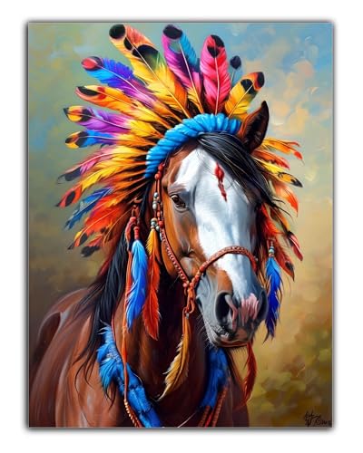Diamond Painting Set für Erwachsene Pferd Diamond Painting Zubehör, 5D Diamond Painting Feder DIY Diamantmalerei Basteln Arts Kreativ Set als Geschenk für Home Wand Dekoration, Männer 40X50CM Z6-342 von Zaafeen
