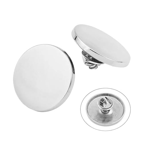 10 Stück Kleidungszubehör Schnalle Großer nagelfreier Knopf aus Metall für flache Mäntel und Pullover, 10pcs flach silber, 15mm von ZacLAy