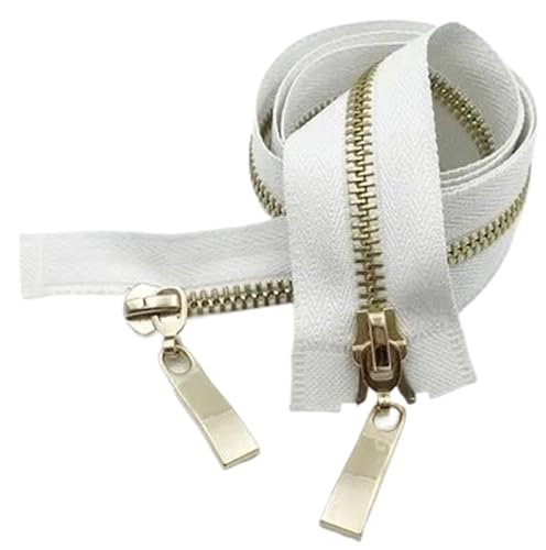80/100/120Cm Doppelschieber-Reißverschluss Aus Metall Mit Hellgoldenen Zähnen, Weiß, 5#, 80cm 80/100/120Cm Doppelschieber-Reißverschluss Aus Metall Mit Hellgoldenen Zähnen, Weiß, 5#, 80cm von ZacLAy