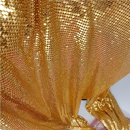 45 * 30CM Bling Metall Mesh Stoff Metallic Tuch Pailletten Pailletten Stoff DIY Nähen Kettenhemd Kleid Schmuck Gold 03 3mm von Zadaos