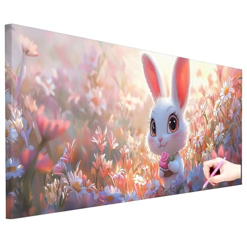 Diamond Painting Blumen Diamond Painting Groß 80x30cm Basteln Erwachsene Full Drill Diamant Kunst Malerei Kaninchen Bilder Diamant Stickerei Strass Kreuzstich Set Herbstdeko Geschenke für Frauen O-10 von ZaeMynnu