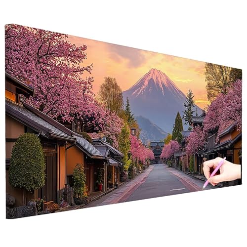 Diamond Painting Erwachsene Groß XXL 100x40cm Diamond Painting Japan Bilder Bastelset Landschaft Diamant Kunst Malerei Set DIY Diamant Stickerei Kreuzstich Set Geschenke für Frauen Herbst Deko N-59 von ZaeMynnu