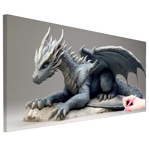 Diamond Painting Erwachsene Groß XXL 130x50cm Diamond Painting Tiere Bilder Bastelset 5D Drache Diamant Kunst Malerei Set DIY Diamant Stickerei Kreuzstich Set für Geschenke für Frauen Herbst Deko N-98 von ZaeMynnu