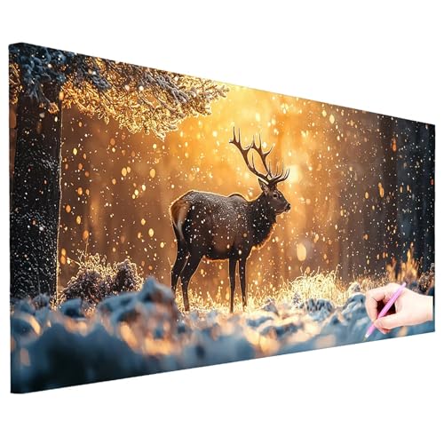 Diamond Painting Erwachsene Groß XXL 150x60cm Diamond Painting Wald Bilder Bastelset 5D Reh Diamant Kunst Malerei Set DIY Diamant Stickerei Kreuzstich Set für Geschenke für Frauen Herbst Deko O-08 von ZaeMynnu