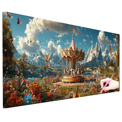 Diamond Painting Erwachsene Groß XXL 200x80cm Diamond Painting Berg Bilder Bastelset 5D Blumen Diamant Kunst Malerei Set DIY Diamant Stickerei Kreuzstich Set für Geschenke für Frauen Herbst Deko O-02 von ZaeMynnu