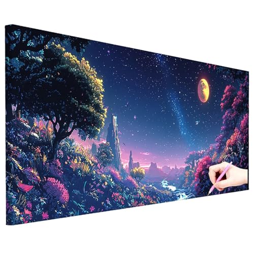 Diamond Painting Erwachsene Groß XXL 200x80cm Diamond Painting Landschaft Bilder Bastelset 5D Sternennacht Diamant Kunst Malerei Set DIY Diamant Stickerei Kreuzstich Set Geschenke für Frauen Deko N-68 von ZaeMynnu