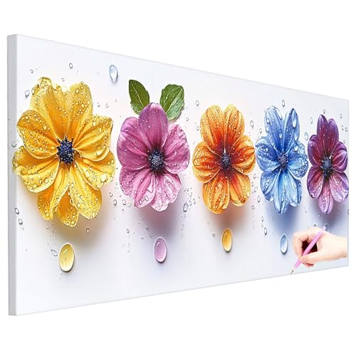 Diamond Painting Erwachsene Groß XXL 80x30cm Diamond Painting Blumen Bilder Bastelset Einfach Diamant Kunst Malerei Set DIY Diamant Stickerei Kreuzstich Set für Geschenke für Frauen Herbst Deko N-92 von ZaeMynnu