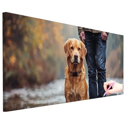 Diamond Painting Erwachsene Groß XXL 80x30cm Diamond Painting Tiere Bilder Bastelset 5D Hund Diamant Kunst Malerei Set DIY Diamant Stickerei Kreuzstich Set für Geschenke für Frauen Herbst Deko O-11 von ZaeMynnu
