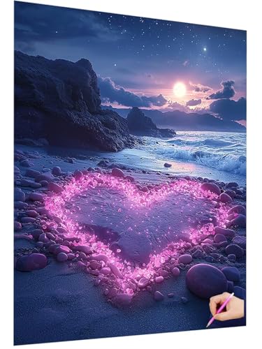 Diamond Painting Erwachsene Strand Diamant Painting Bilder Herz 5D Diamond Art Set für Kinder Anfänger, DIY Diamant Cross Stickerei Kreativ Set für Erwachsene Deko Wohnzimmer Geschenke 60x80cm A-26 Diamond Painting Erwachsene Strand Diamant Painting Bilder Herz 5D Diamond Art Set für Kinder Anfänger, DIY Diamant Cross Stickerei Kreativ Set für Erwachsene Deko Wohnzimmer Geschenke 60x80cm A-26 von ZaeMynnu