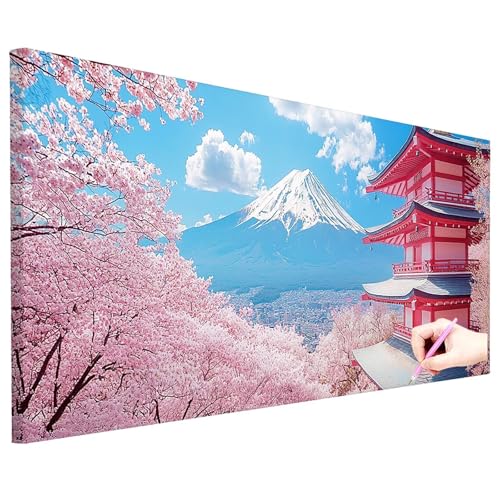 Diamond Painting Japan Diamond Painting Groß 150x60cm Basteln Erwachsene 5D Full Drill Diamant Kunst Malerei Landschaft Bilder DIY Diamant Stickerei Strass Kreuzstich Set Herbstdeko Geschenke O-01 von ZaeMynnu