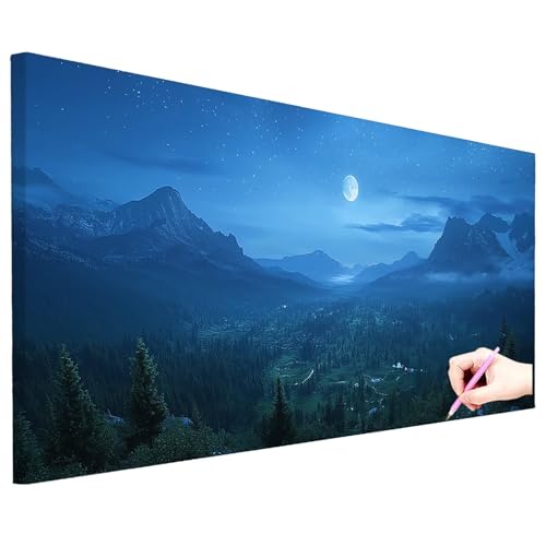 Diamond Painting Landschaft Diamond Painting Groß 100x40cm Basteln Erwachsene Full Drill Diamant Kunst Malerei Mond Bilder Diamant Stickerei Strass Kreuzstich Set Herbstdeko Geschenke für Frauen N-88 von ZaeMynnu