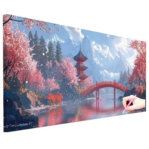 Diamond Painting Landschaft Diamond Painting Groß 250x100cm Basteln Erwachsene 5D Full Drill Diamant Kunst Malerei Japan Bilder DIY Diamant Stickerei Strass Kreuzstich Set Herbstdeko Geschenke N-61 von ZaeMynnu