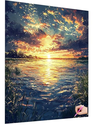 Diamond Painting Sonnenuntergang Diamond Painting Erwachsene Kinder 5D DIY Diamant Basteln Set Diamant Malerei Meer Bilder Mosaikherstellung Bastelset Erwachsene Geschenke für Frauen 80x110cm N-22 von ZaeMynnu