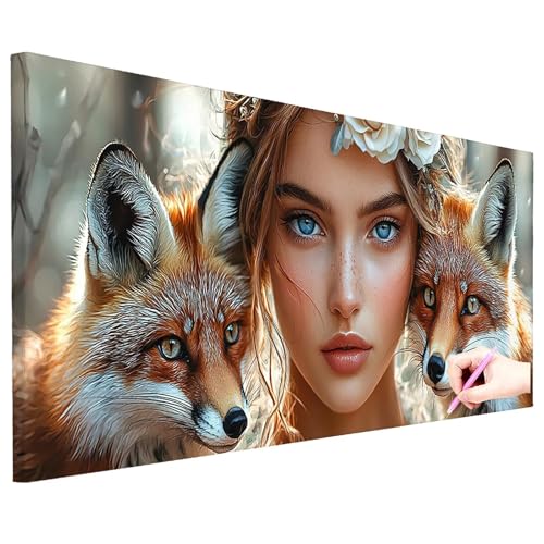 Diamond Painting Tiere Diamond Painting Groß 130x50cm Basteln Erwachsene Full Drill Diamant Kunst Malerei Fuchs Bilder DIY Diamant Stickerei Strass Kreuzstich Set Herbstdeko Geschenke für Frauen N-58 von ZaeMynnu