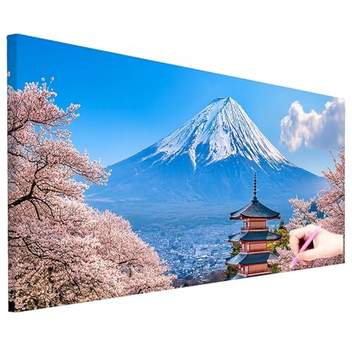 Diamond Painting XXL 100x40cm Diamant Painting Bilder Landschaft DIY Set Erwachsene 5D Japan Diamond Art Kreativ Set für Erwachsene Diamant Malerei Strass Kreuzstich für Deko Geschenke für Frauen O-09 von ZaeMynnu