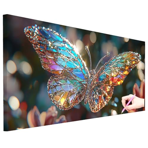 Diamond Painting XXL 100x40cm Diamant Painting Bilder Schmetterling DIY Set Erwachsene 5D Fantasy Diamond Art Kreativ Set für Erwachsene Diamant Malerei Strass Kreuzstich Geschenke für Frauen N-69 von ZaeMynnu
