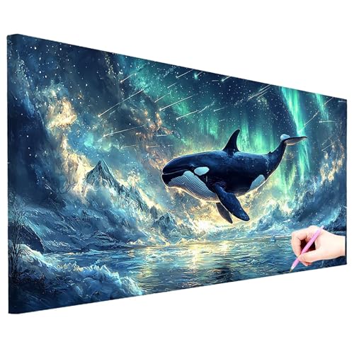 Diamond Painting XXL 150x60cm Diamant Painting Bilder Aurora DIY Set Erwachsene Tiere Diamond Art Kreativ Set für Erwachsene Diamant Malerei Strass Kreuzstich Deko Wohnzimmer Geschenke für Frauen N-81 von ZaeMynnu