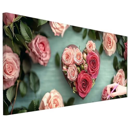 Diamond Painting XXL 200x80cm Diamant Painting Bilder Blumen DIY Set Erwachsene Rosen Diamond Art Kreativ Set für Erwachsene Diamant Malerei Strass Kreuzstich Deko Wohnzimmer Geschenke für Frauen N-66 von ZaeMynnu