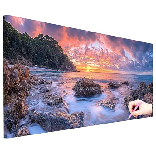 Diamond Painting XXL 200x80cm Diamant Painting Bilder Landschaft Set Erwachsene Meer Diamond Art Kreativ Set für Erwachsene Diamant Malerei Strass Kreuzstich Deko Wohnzimmer Geschenke für Frauen N-99 von ZaeMynnu