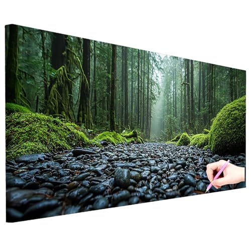 Diamond Painting XXL 80x30cm Diamant Painting Bilder Wald DIY Set Erwachsene 5D Baum Diamond Art Kreativ Set für Erwachsene Diamant Malerei Strass Kreuzstich Deko Wohnzimmer Geschenke für Frauen N-72 von ZaeMynnu