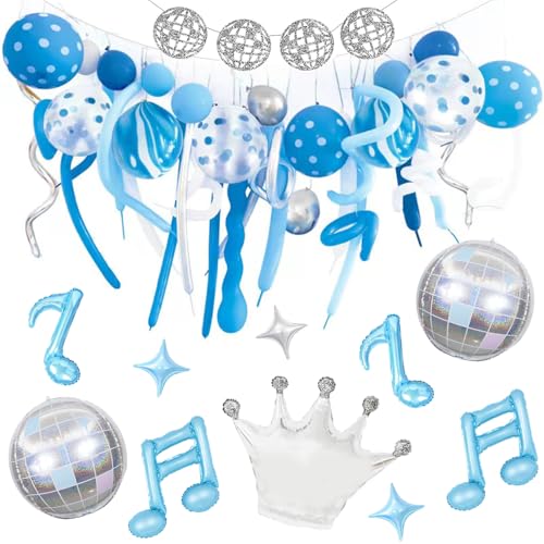 Tanzende Luftballons Prinzessin Silber Krone Musiknote Luftballons Bogen Girlande Kit Mamma Motto Ballon Dekor für Mama Mädchen Geburtstag Last Disco Junggesellinnenabschied Dekorationen Brautdusche von Zafête