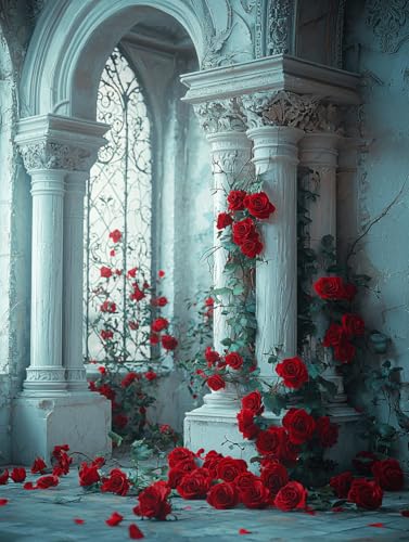Diamond Painting Blume, DIY Architektur Diamond Painting Eckige Steine Set Erwachsene, 5D Kreuzstich Stickerei Diamant Malerei, Mosaikherstellung Basteln Erwachsene Bilder, Haus Wanddeko 60x80cm H-84 von Zahnngxp