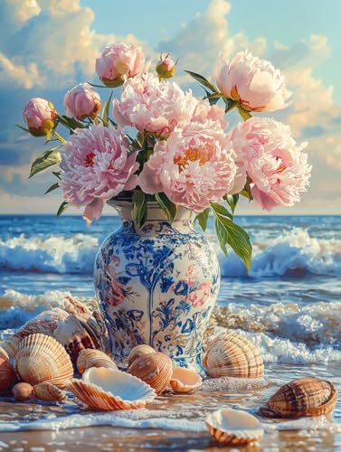 Diamond Painting Blume, DIY Strand Diamond Painting Eckige Steine Set Erwachsene, 5D Kreuzstich Stickerei Diamant Malerei, Mosaikherstellung Basteln Erwachsene Bilder, Zur Haus Wanddeko 40x50cm J-90 von Zahnngxp