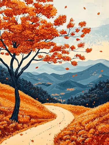 Diamond Painting Eckige Steine Herbst 50x70cm, 5D Landschaft Diamant Painting Bilder Erwachsene Set, DIY Kreuzstich Stickerei Mosaikherstellung Bastelset Erwachsene, Zur Weihnachten Deko Wand H-05 von Zahnngxp