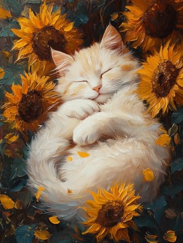 Diamond Painting Eckige Steine Katze 40x50cm, 5D Sonnenblume Diamant Painting Bilder Erwachsene Set, DIY Kreuzstich Stickerei Mosaikherstellung Bastelset Erwachsene, Zur Weihnachten Deko Wand H-19 Diamond Painting Eckige Steine Katze 40x50cm, 5D Sonnenblume Diamant Painting Bilder Erwachsene Set, DIY Kreuzstich Stickerei Mosaikherstellung Bastelset Erwachsene, Zur Weihnachten Deko Wand H-19 von Zahnngxp