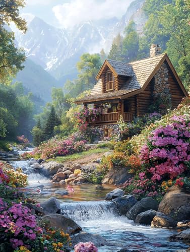 Diamond Painting Eckige Steine Landschaft 60x80cm, 5D Kabine Diamant Painting Bilder Erwachsene Set, DIY Kreuzstich Stickerei Mosaikherstellung Bastelset Erwachsene, Zur Weihnachten Deko Wand H-17 von Zahnngxp