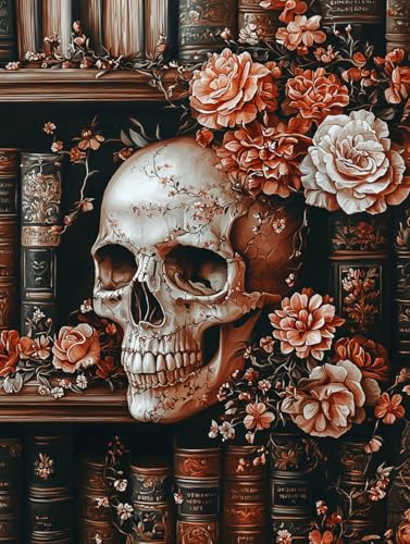 Diamond Painting Eckige Steine Skeleton 30x40cm, 5D Blume Diamant Painting Bilder Erwachsene Set, DIY Kreuzstich Stickerei Mosaikherstellung Bastelset Erwachsene, Zur Weihnachten Deko Geschenk H-59 von Zahnngxp