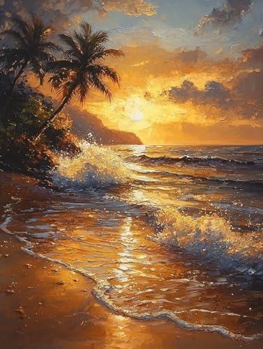 Diamond Painting Eckige Steine Strand 40x50cm, 5D Sonnenuntergang Diamant Painting Bilder Erwachsene Set, DIY Kreuzstich Stickerei Mosaikherstellung Bastelset Erwachsene, Zur Weihnachten Deko H-25 Diamond Painting Eckige Steine Strand 40x50cm, 5D Sonnenuntergang Diamant Painting Bilder Erwachsene Set, DIY Kreuzstich Stickerei Mosaikherstellung Bastelset Erwachsene, Zur Weihnachten Deko H-25 von Zahnngxp