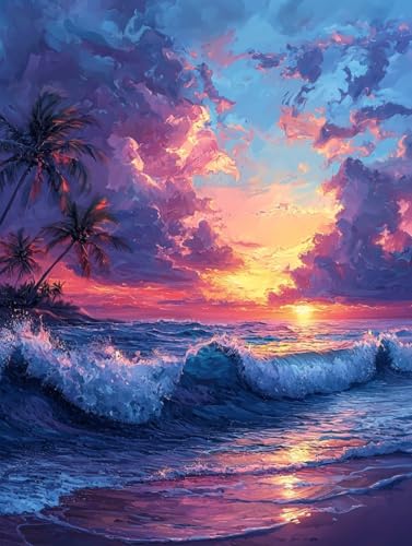 Diamond Painting Eckige Steine Strand 40x50cm, 5D Sonnenuntergang Diamant Painting Bilder Erwachsene Set, DIY Kreuzstich Stickerei Mosaikherstellung Bastelset Erwachsene, Zur Weihnachten Deko H-75 Diamond Painting Eckige Steine Strand 40x50cm, 5D Sonnenuntergang Diamant Painting Bilder Erwachsene Set, DIY Kreuzstich Stickerei Mosaikherstellung Bastelset Erwachsene, Zur Weihnachten Deko H-75 von Zahnngxp