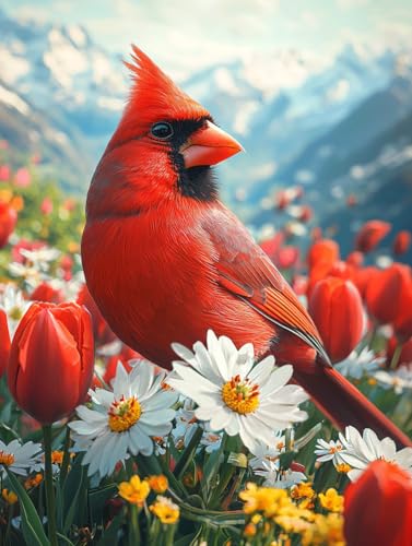 Diamond Painting Eckige Steine Vogel 60x80cm, 5D Blume Diamant Painting Bilder Erwachsene Set, DIY Kreuzstich Stickerei Mosaikherstellung Bastelset Erwachsene, Zur Weihnachten Deko Wand Geschenk H-71 von Zahnngxp